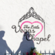 A young couple stands in front of a wedding chapel in Las Vegas on. Fast wedding chapel are popular by tourists and domestic people of Las Vegas.
